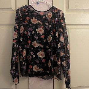 XL Mesh Floral American Eagle Top